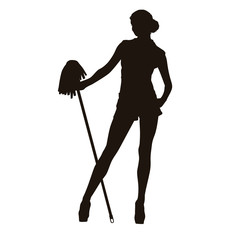 Janitor Doing Cleaning Activities Silhouette