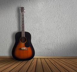 Obraz na płótnie Canvas acoustic guitar in the room background