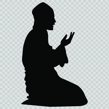 Muslim Man Praying Icon. Vector.