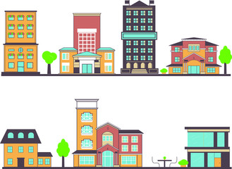 Flat vector buildings set