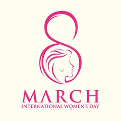International Women Day vector with abstract letter 8 and face women