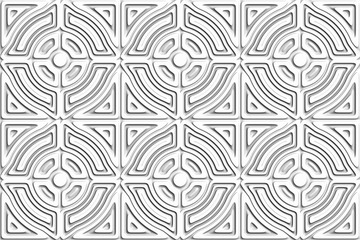 Abstract Geometric 3D white background. Seamless pattern. Rendering illustration.