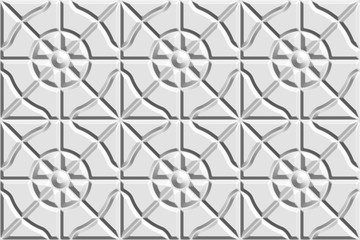 Geometric decorative 3D white background. Seamless pattern. Rendering illustration.