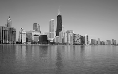 Fototapeta na wymiar Black and white Chicago city skyline