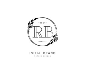 R B RB Beauty vector initial logo, handwriting logo of initial signature, wedding, fashion, jewerly, boutique, floral and botanical with creative template for any company or business.