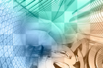 Keyboard, hands and buildings