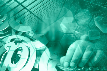 Keyboard, hands and mail signs