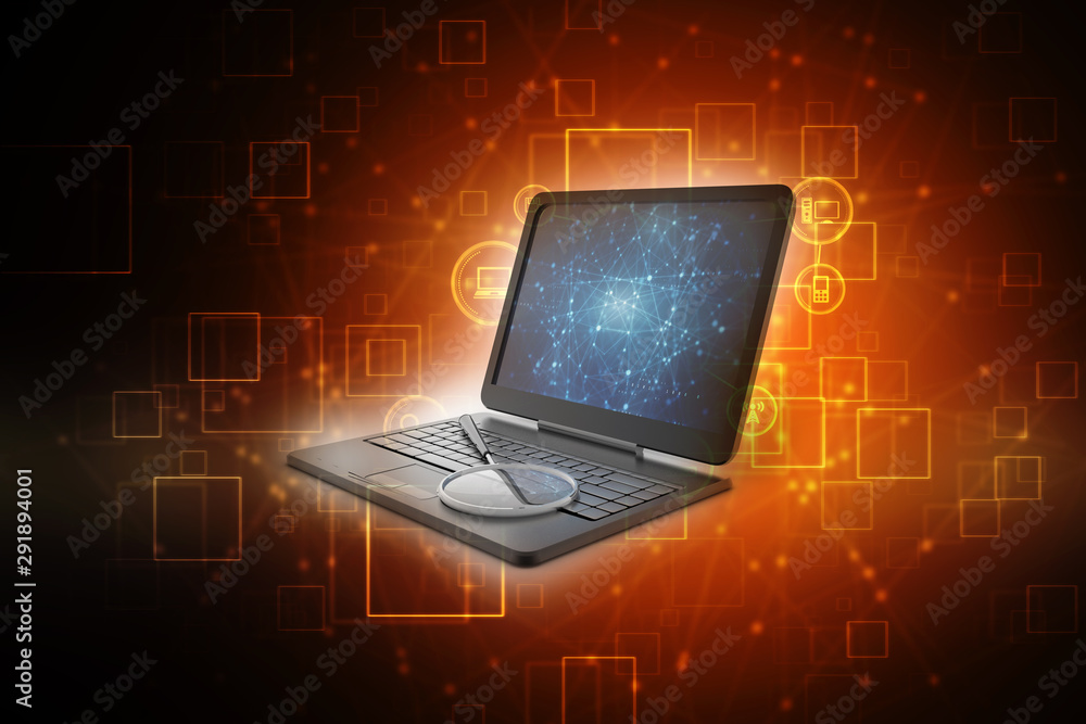 Poster 3d rendering laptop search
