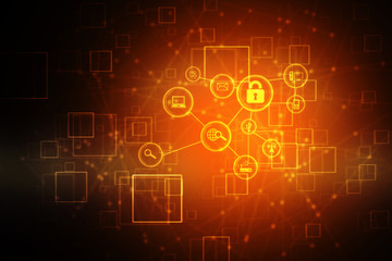 2d illustration Safety concept: Closed Padlock on digital background