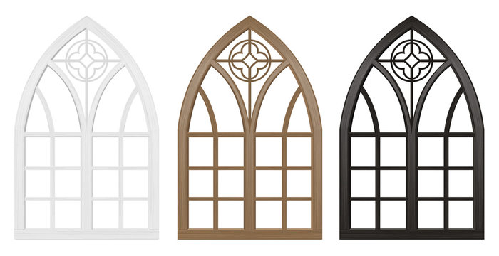 Gothic window of wood set