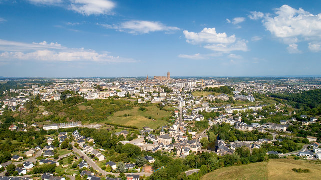 Aerial photo of Rodez city in the Aveyron