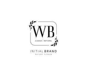 W B WB Beauty vector initial logo, handwriting logo of initial signature, wedding, fashion, jewerly, boutique, floral and botanical with creative template for any company or business.