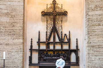 Church cross inside of the Chapel of Reconciliation