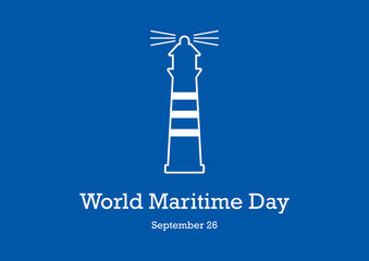 World Maritime Day vector. Beacon icon vector. Nautical lighthouse on a blue background. Maritime Day Poster, September 26. Important day