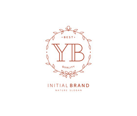Y B YB Beauty vector initial logo, handwriting logo of initial signature, wedding, fashion, jewerly, boutique, floral and botanical with creative template for any company or business.