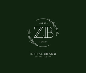 Z B ZB Beauty vector initial logo, handwriting logo of initial signature, wedding, fashion, jewerly, boutique, floral and botanical with creative template for any company or business.