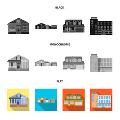 Vector illustration of building and front symbol. Set of building and roof stock symbol for web.
