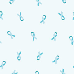 Fototapeta na wymiar The background is a blue ribbon symbol for Prostate cancer. Seamless pattern.