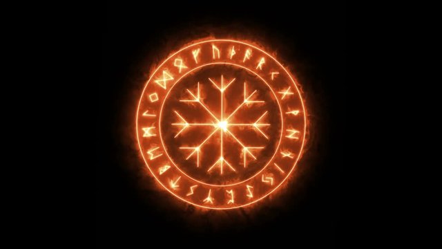 Runic circle animation, fаuthark, seamless loop.