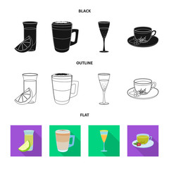 Isolated object of drink and bar sign. Collection of drink and party stock symbol for web.