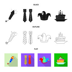 Vector illustration of party and birthday icon. Set of party and celebration vector icon for stock.