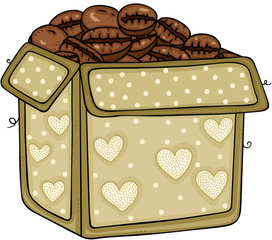 Box full with coffee beans