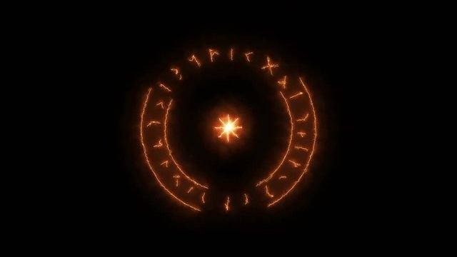 Runic circle animation, fаuthark. 