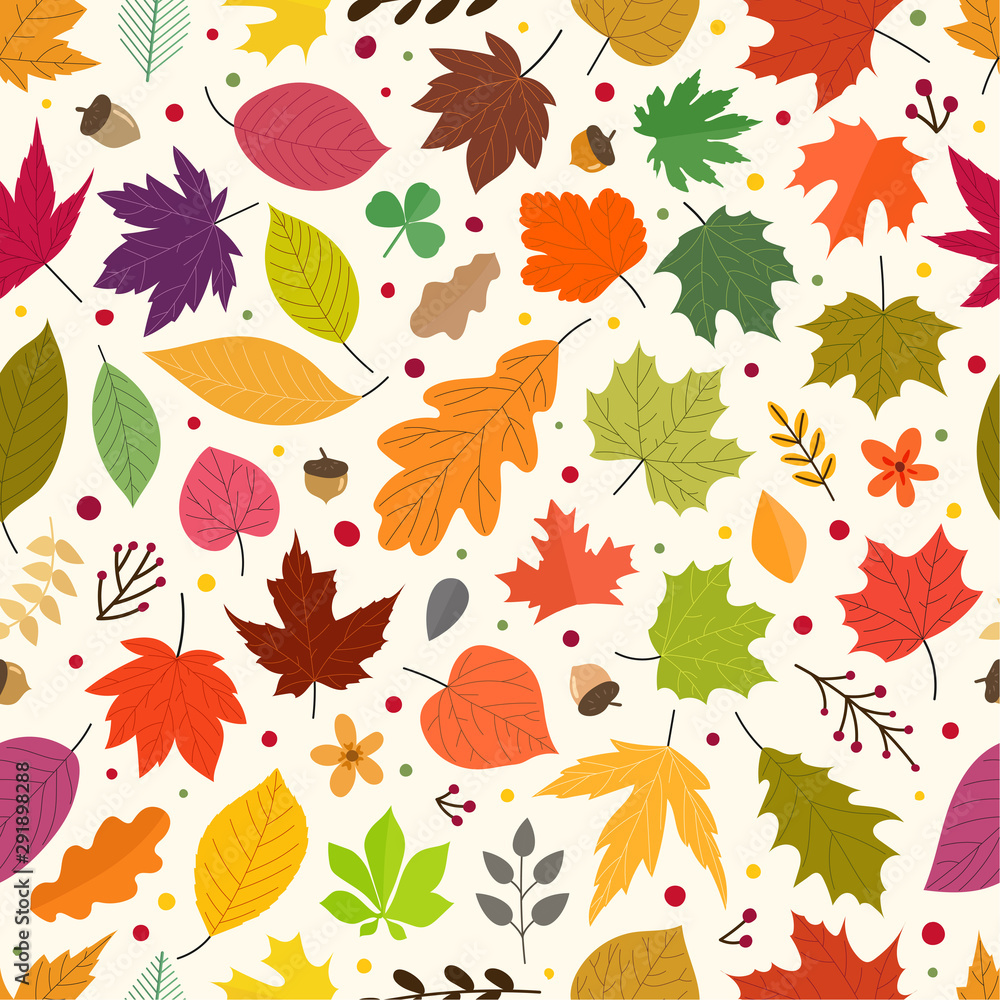 Poster seamless pattern of autumn leaves. vector seamless background
