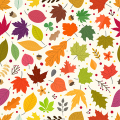 Seamless pattern of autumn leaves. Vector seamless background
