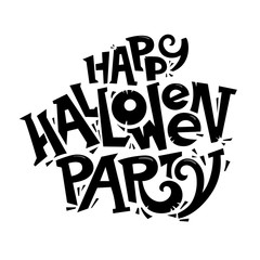 Happy Halloween party lettering concept. Logo isolated on white background