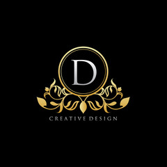 Gold Luxury Boutique Letter D Logo Icon.