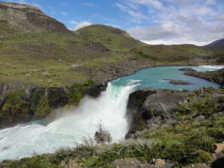 Fototapeta na wymiar Torres Del Paine National Park Waterfall
