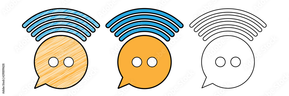 Poster chat icon design vector with texture. editable outline for other style