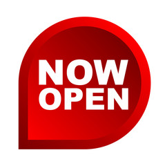 red vector banner now open