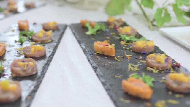 tartara di salmone, di tonno e di pesce spada