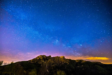 Milky way in the mountains called Peñas de Aia in Gipuzkoa. Basque Country