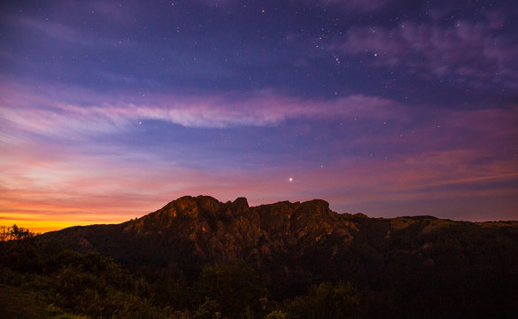 Lovely sunrise in the mountains called Pe&ntilde;as de Aia in Gipuzkoa. Basque Country