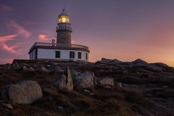 Fototapeta na wymiar Corrubedo Lighthouse. Ribeira, Galicia, Spain.