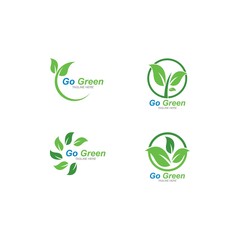 Fototapeta premium Go Green,Eco Tree Leaf Logo Template design 