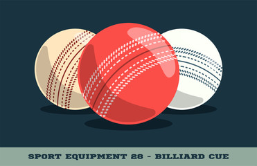 Vector cricket balls icon. Game equipment. Professional sport, classic ball for official competitions and tournaments. Isolated illustration