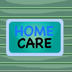 Conceptual hand writing showing Home Care. Concept meaning Place where showing can get the best service of comfort rendered Board rectangle white frame empty fixed color surface plank