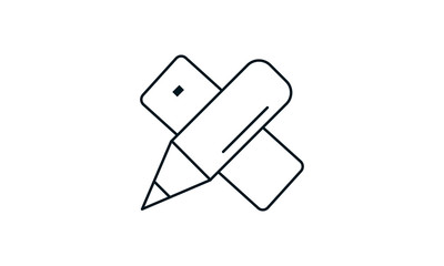 Pencil with ruler icon. Vector concept illustration for design.