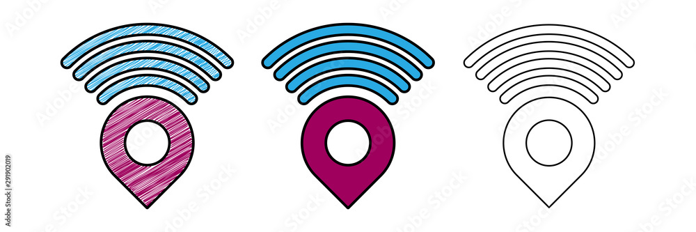 Poster online location finder design vector with texture. editable outline for other style