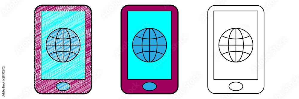 Poster online smartphone application icon design vector with texture. editable outline for other style