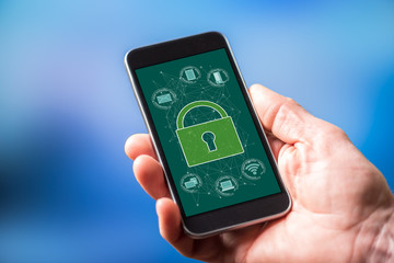 Cyber security concept on a smartphone