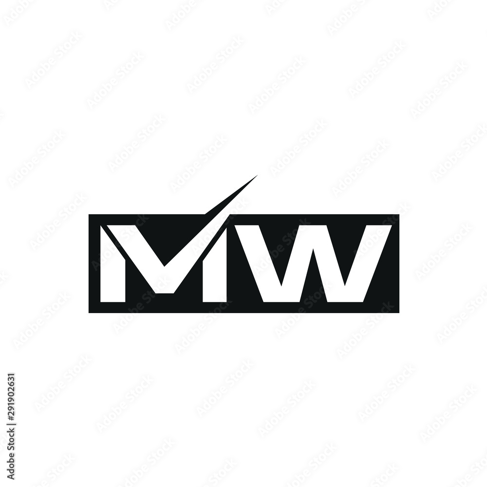 Wall mural letter m and w logo. check mark symbol. icon. vector eps 10.