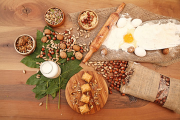 Baklava with ingredients