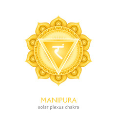 Manipura, solar plexus chakra symbol. Colorful mandala. Vector illustration - 291902866