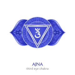 Ajna, third eye chakra symbol. Colorful mandala. Vector illustration - 291902867