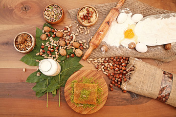 Sweet on the wooden table 